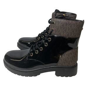 MICHAEL Michael Kors Alistair Patent Combat Boot - Women's Size 8 - Black/Brown